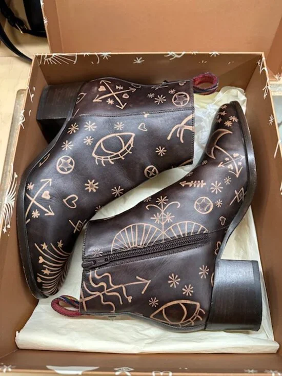 Valentino Santeria Leather Brown Ankle Boots Size 37.5 - Picture 9 of 12